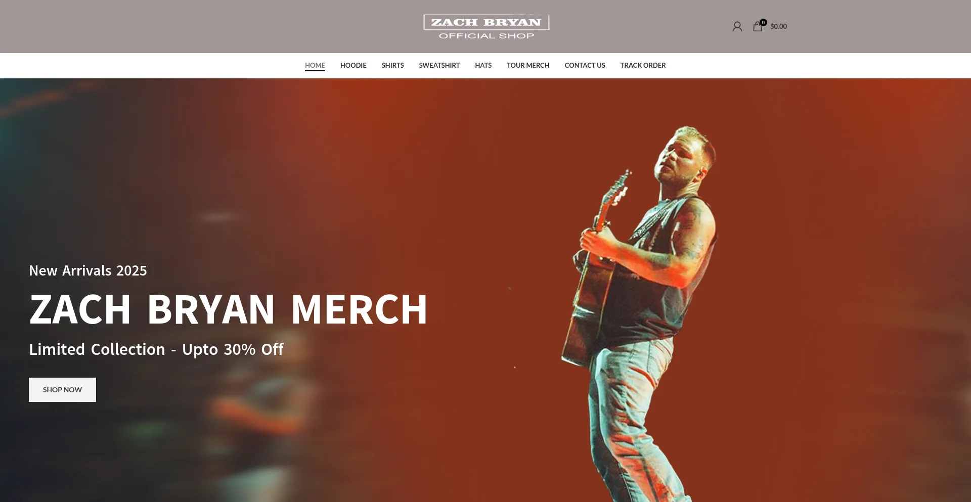 Website screenshot of Zachbryansshop.com