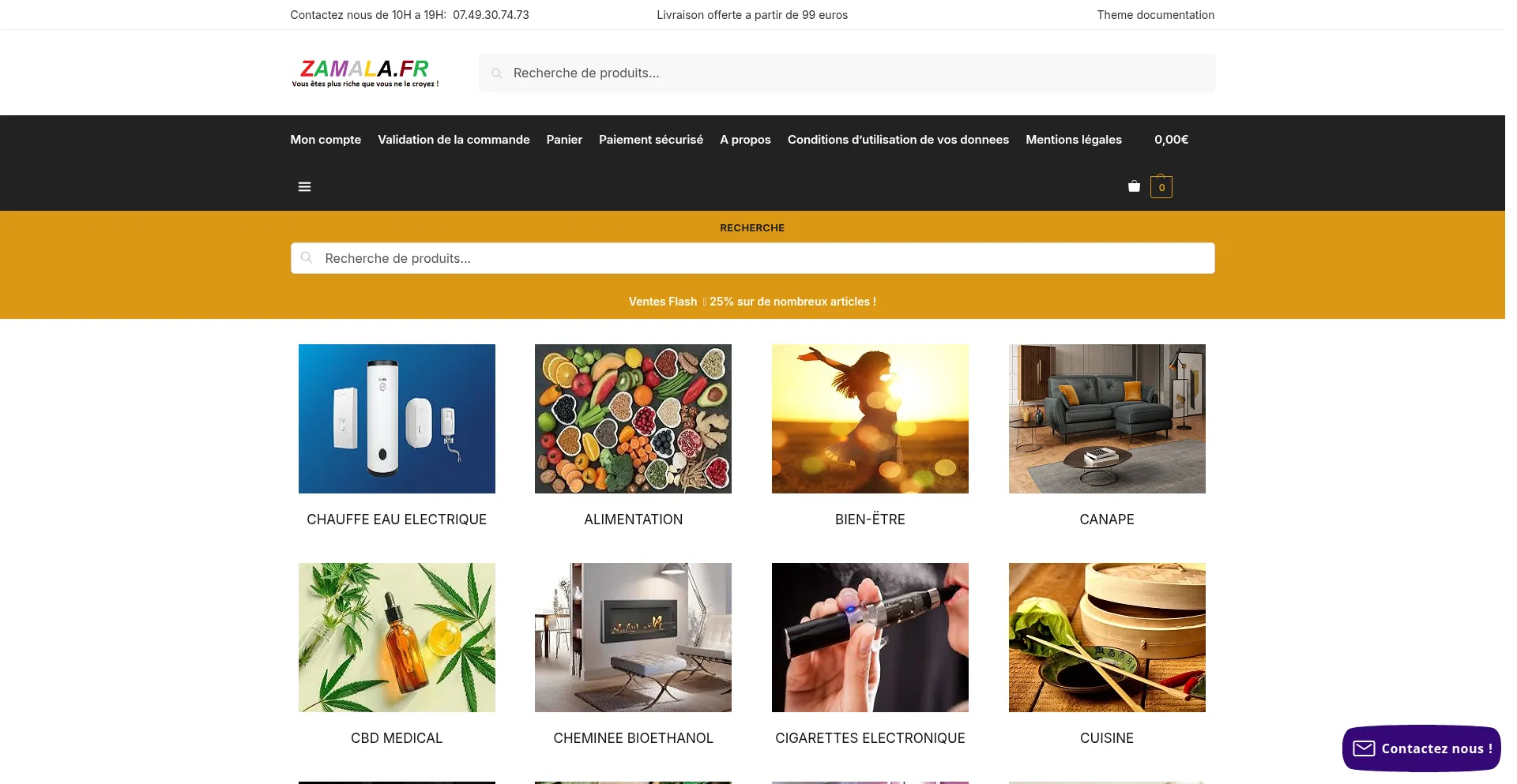 Website screenshot of Zamala.fr