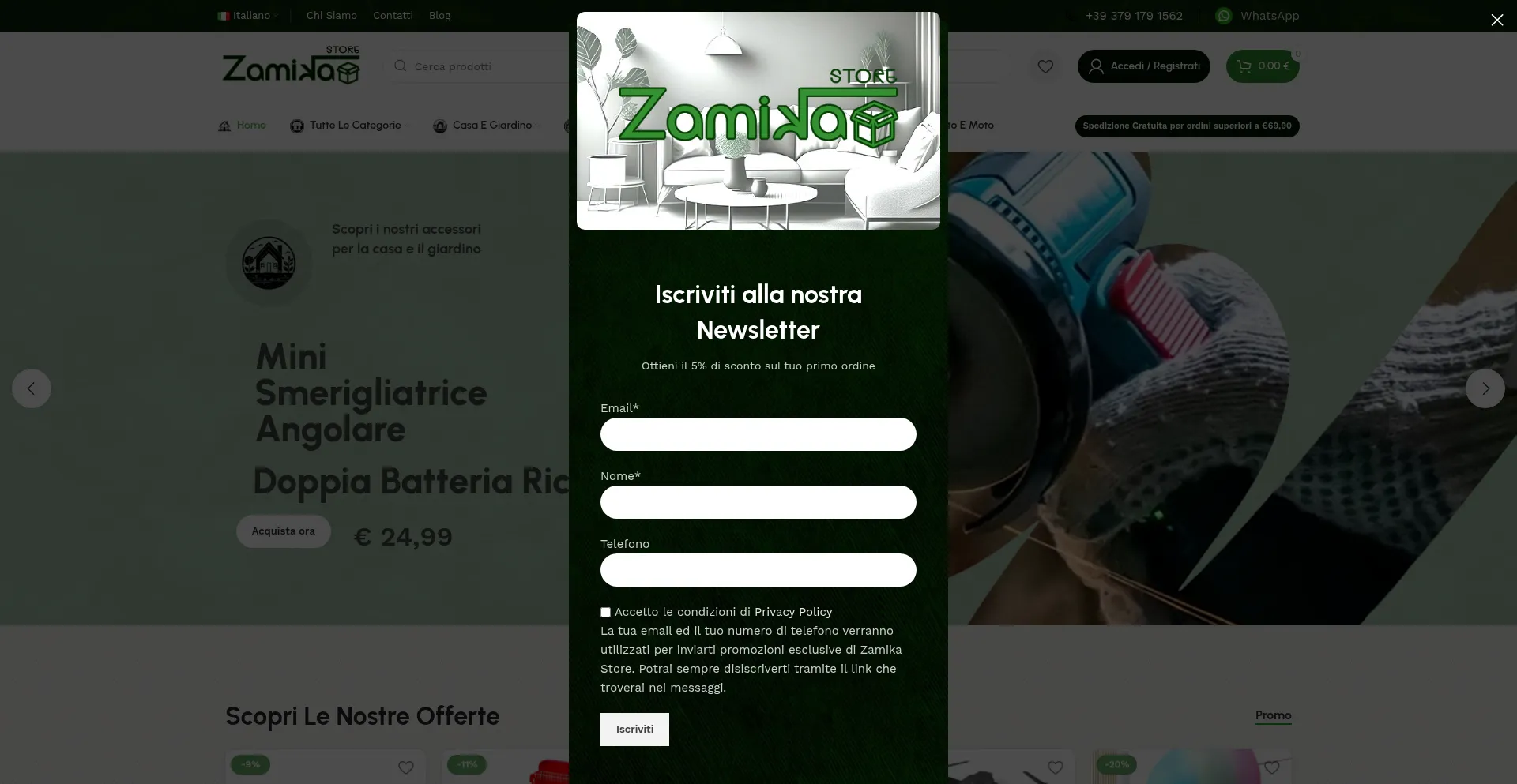 Website screenshot of Zamikastore.com