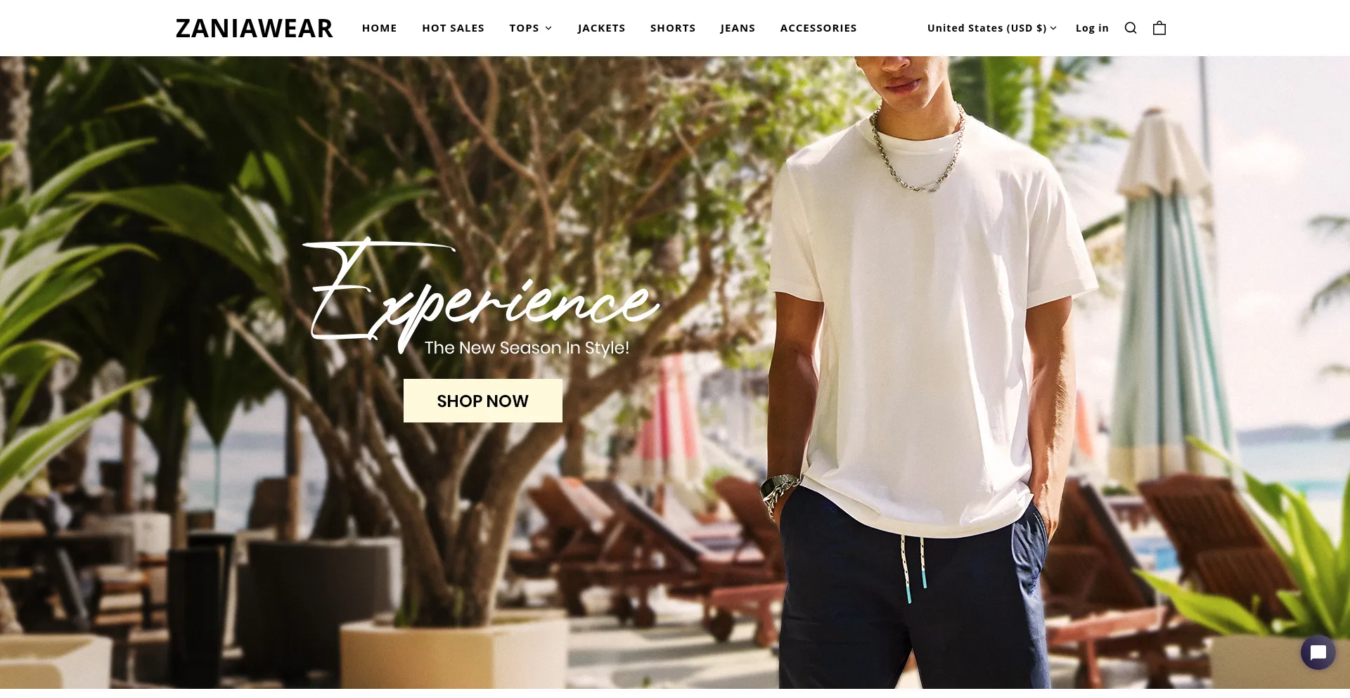Website screenshot of Zaniawear.com