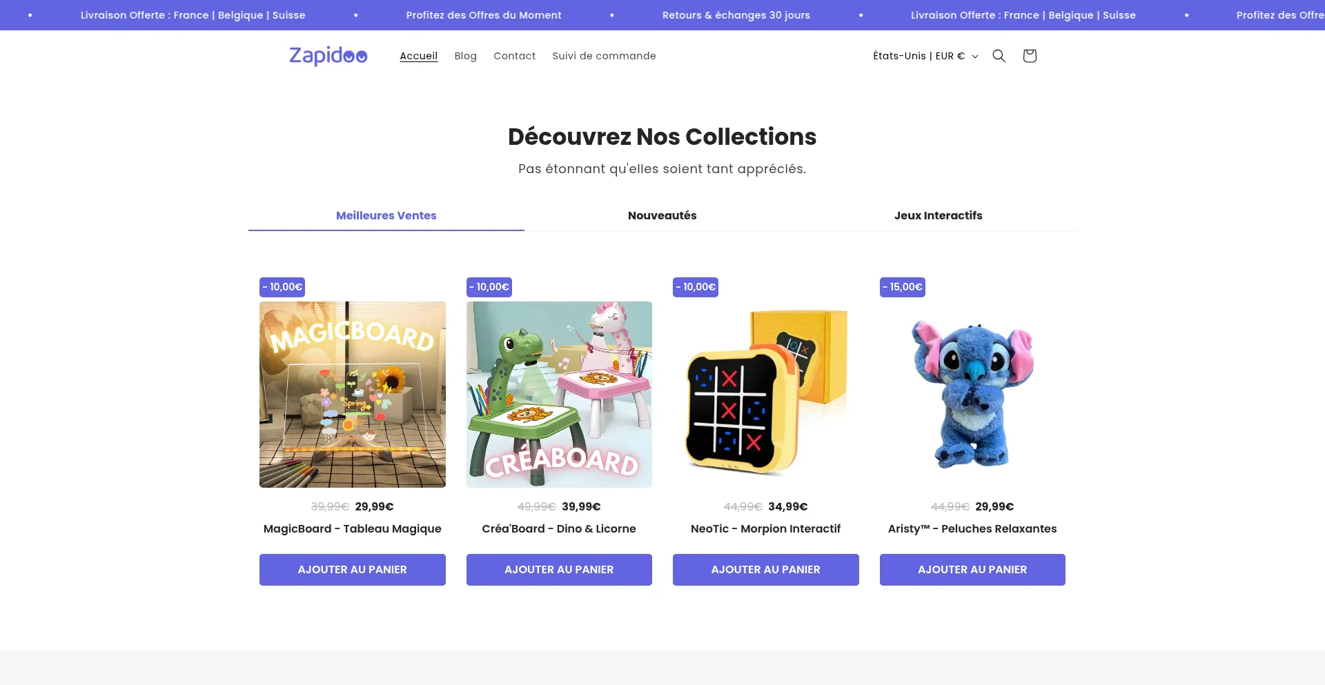 Website screenshot of Zapidoo.com
