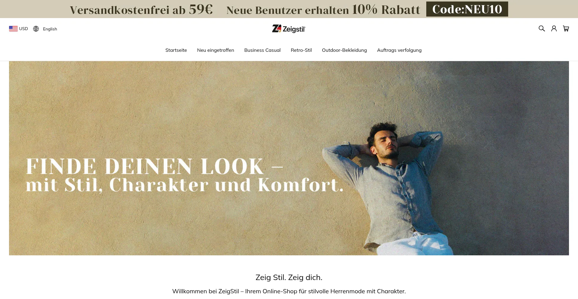 Website screenshot of Zeigstil.com