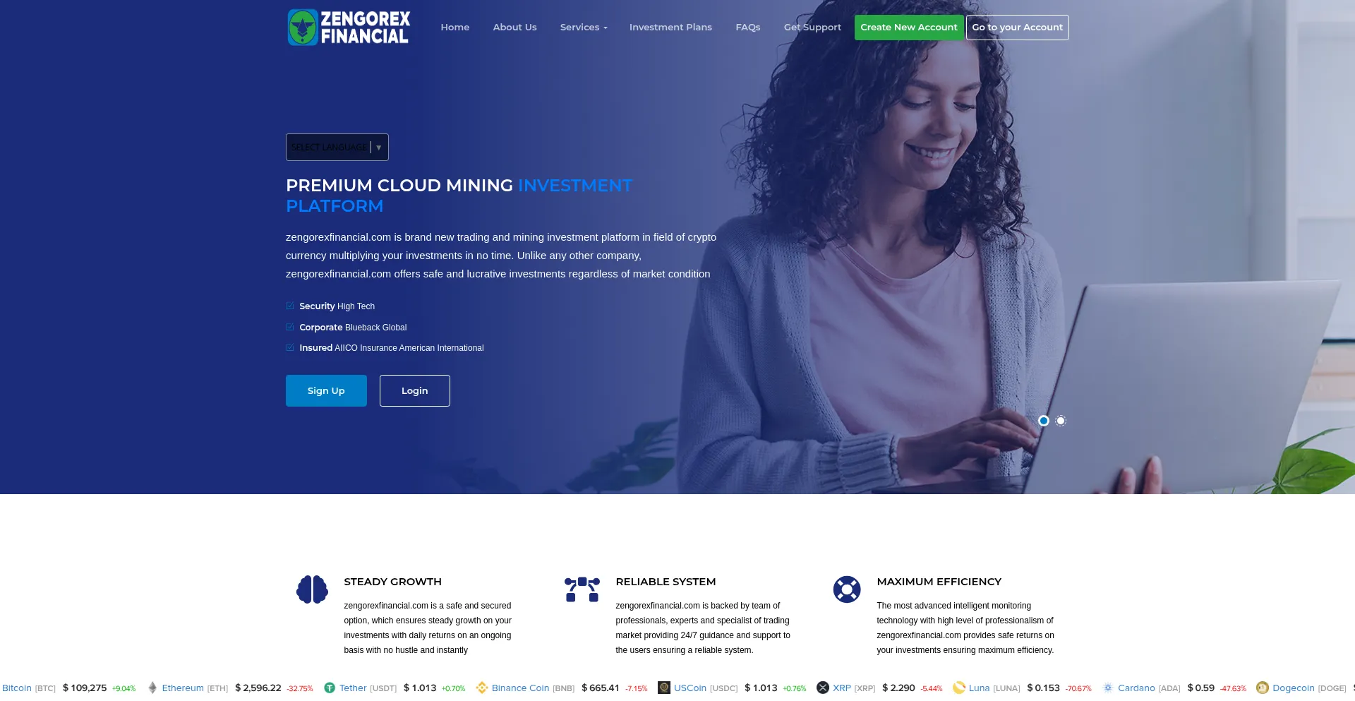 Website screenshot of Zengorexfinancial.com