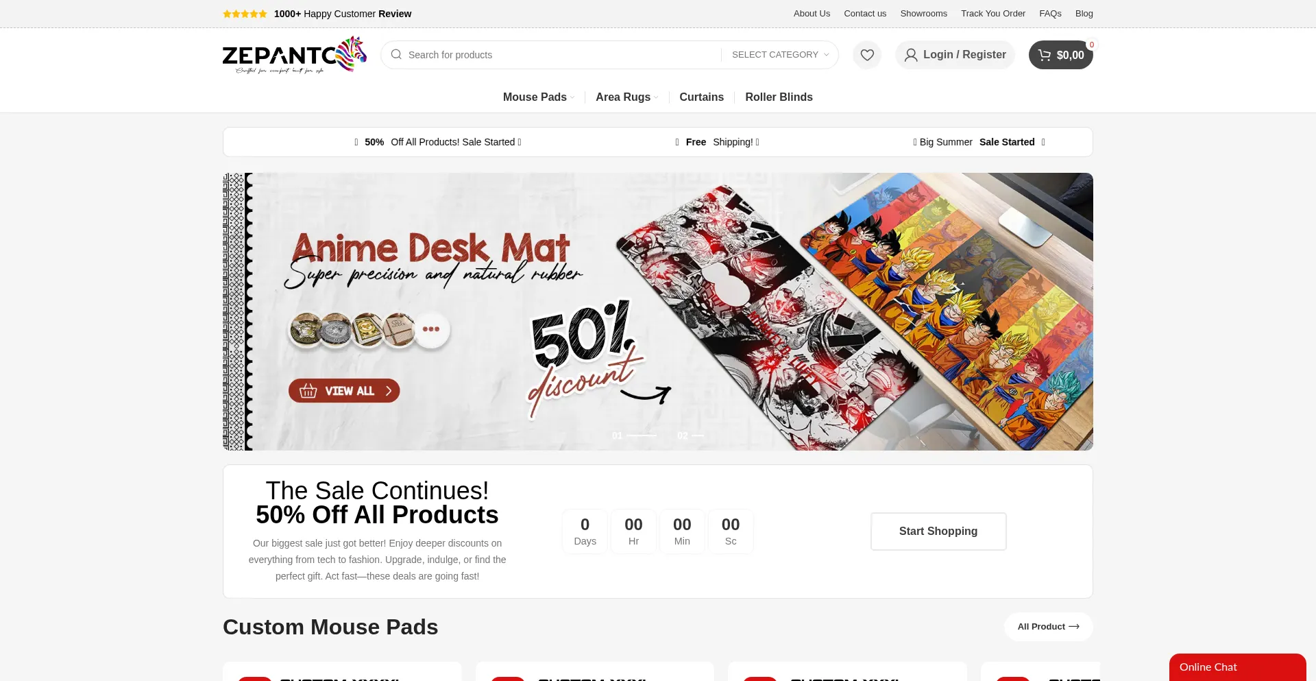 Website screenshot of Zepanto.com
