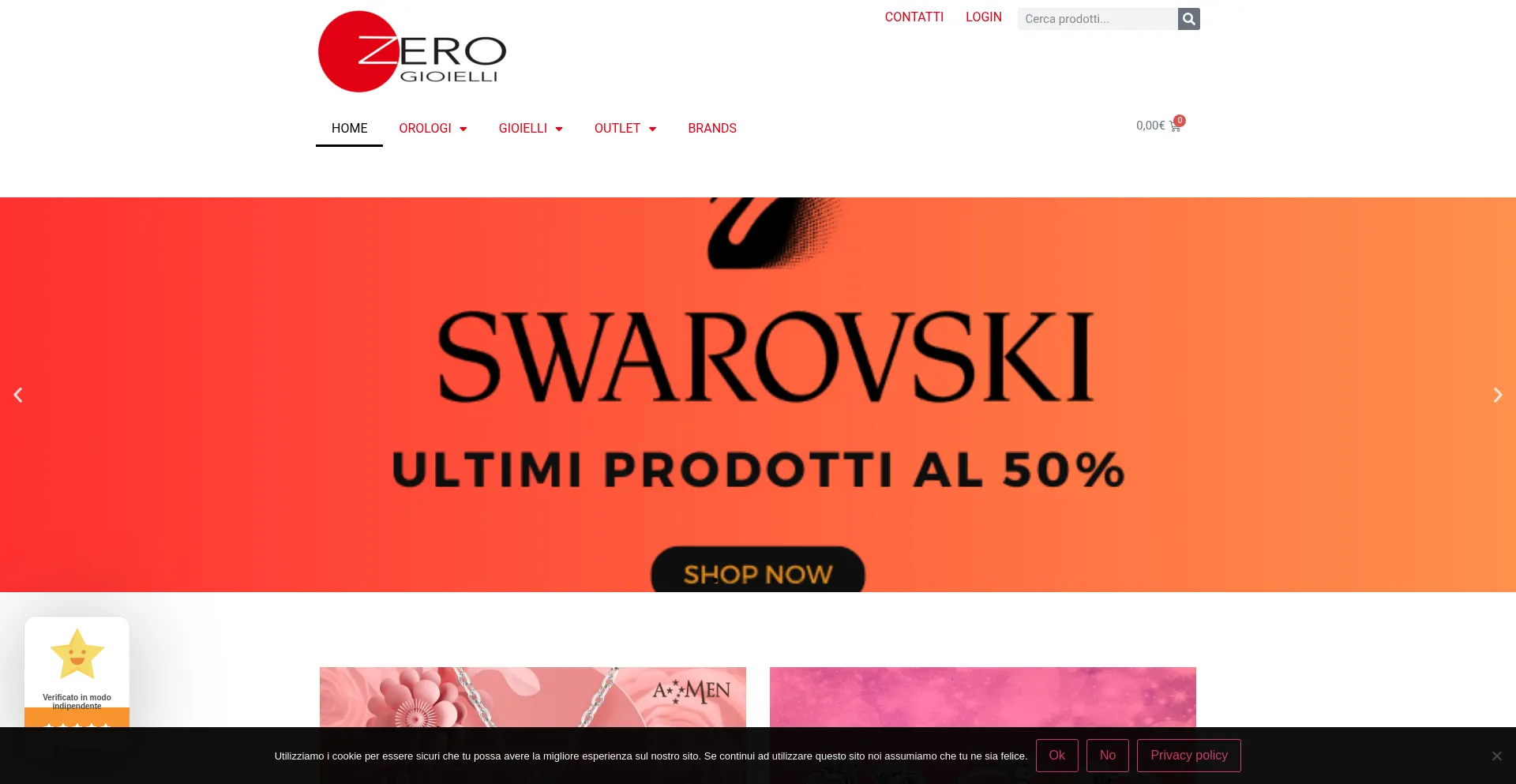 Website screenshot of Zerogioielli.it