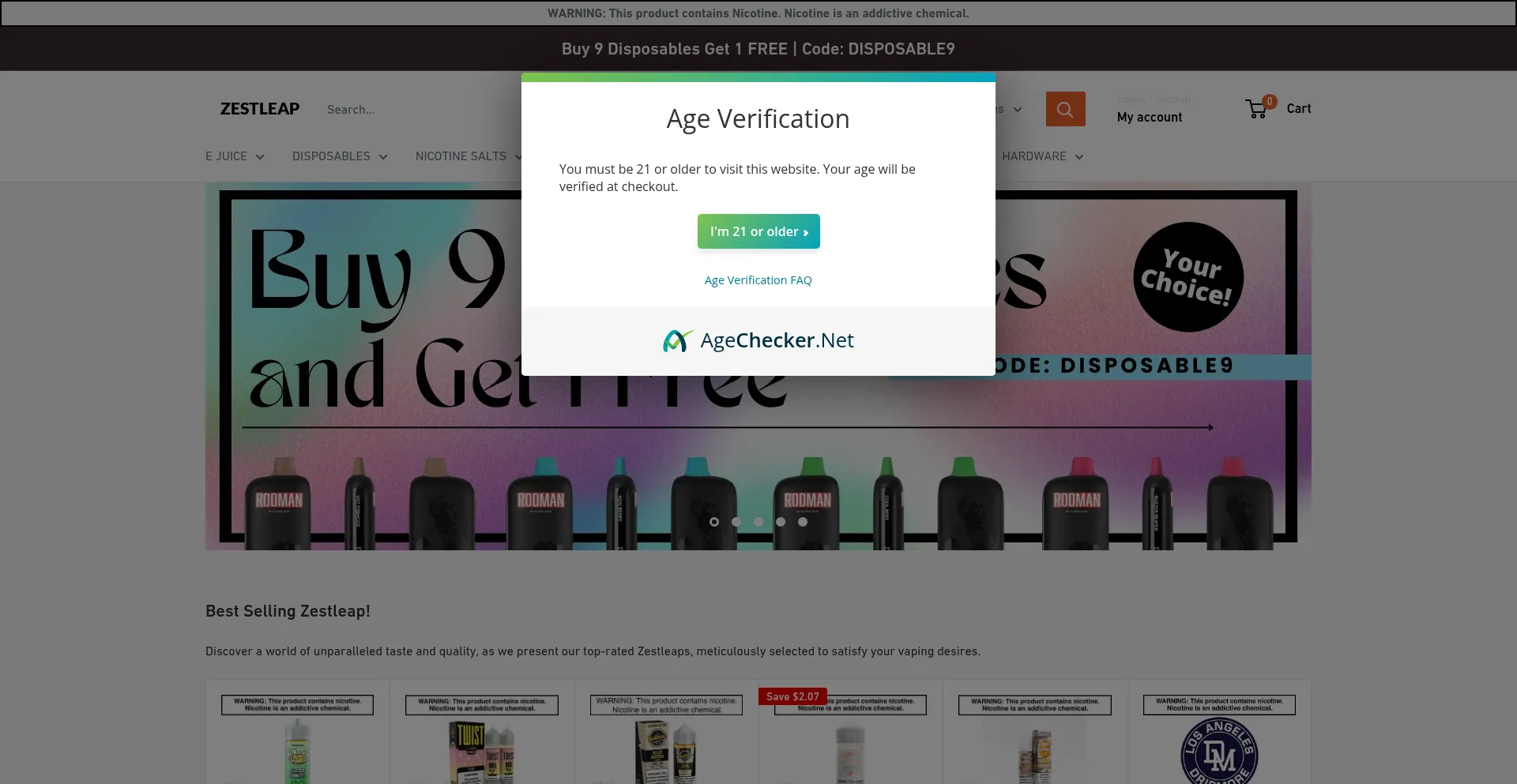 Website screenshot of Zestleap.shop