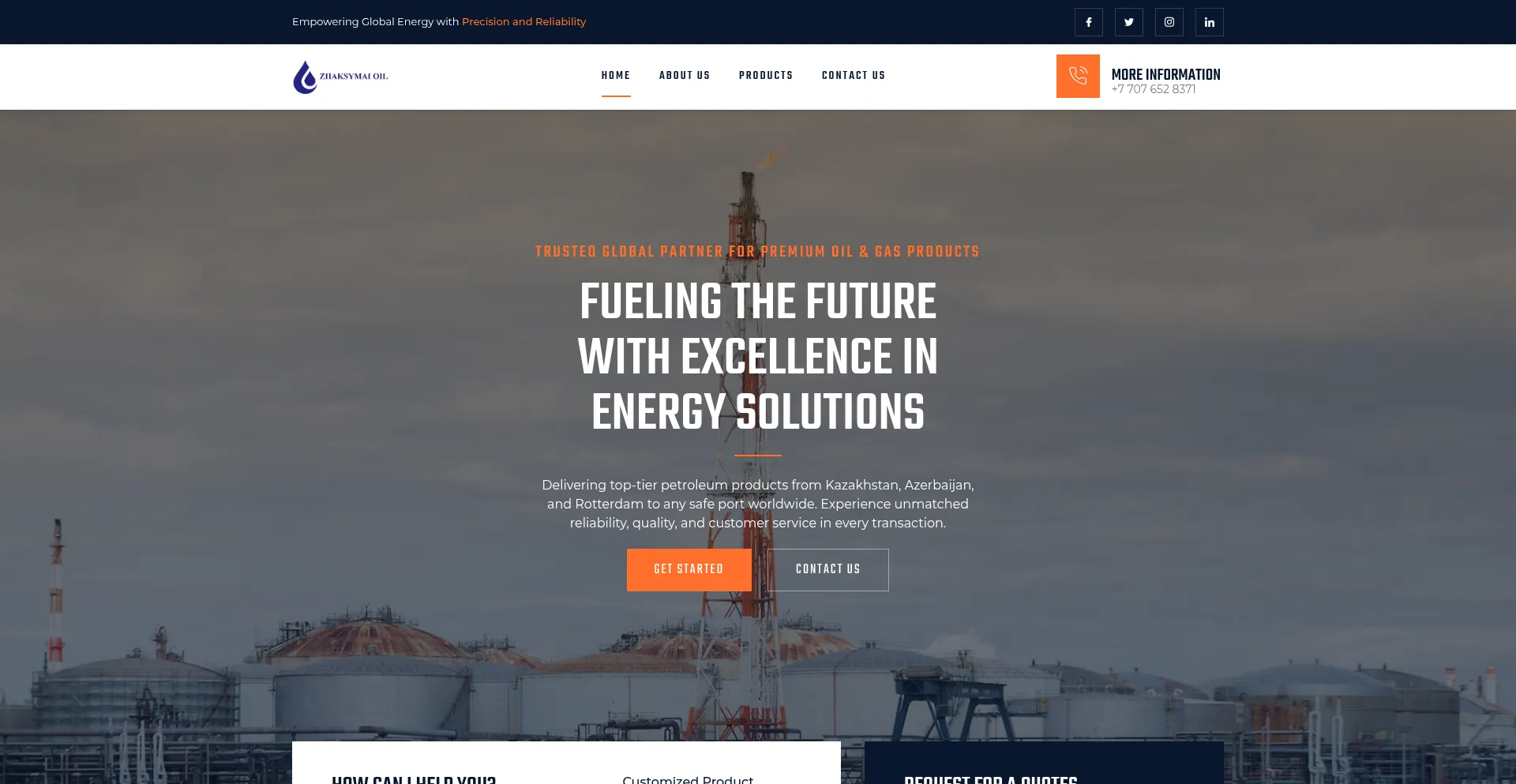 Website screenshot of Zhaksimaoil.com