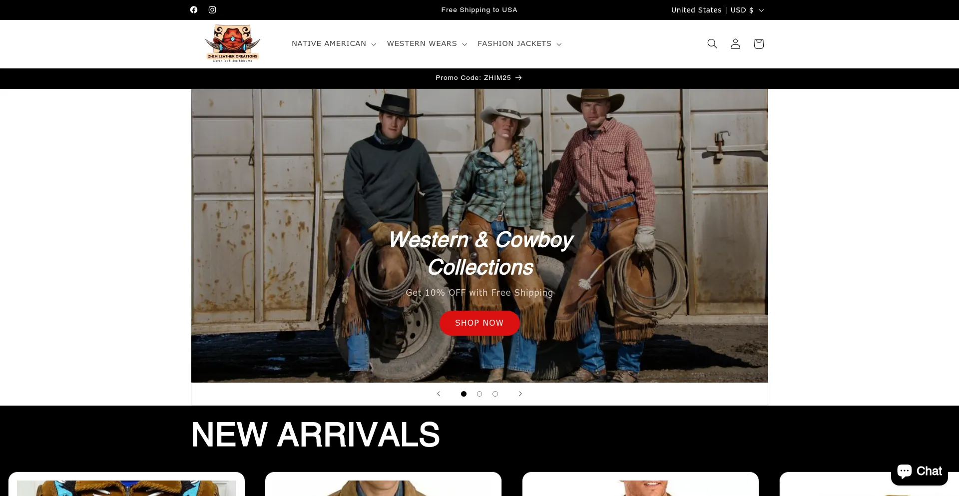 Website screenshot of Zhimleathercreations.com