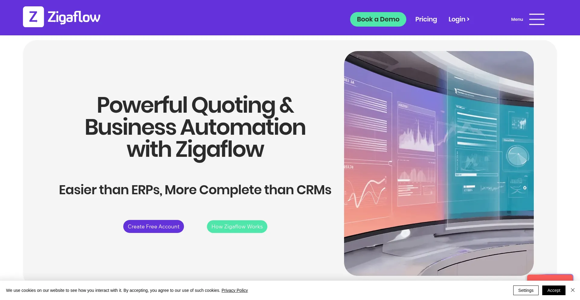 Website screenshot of Zigaflow.com