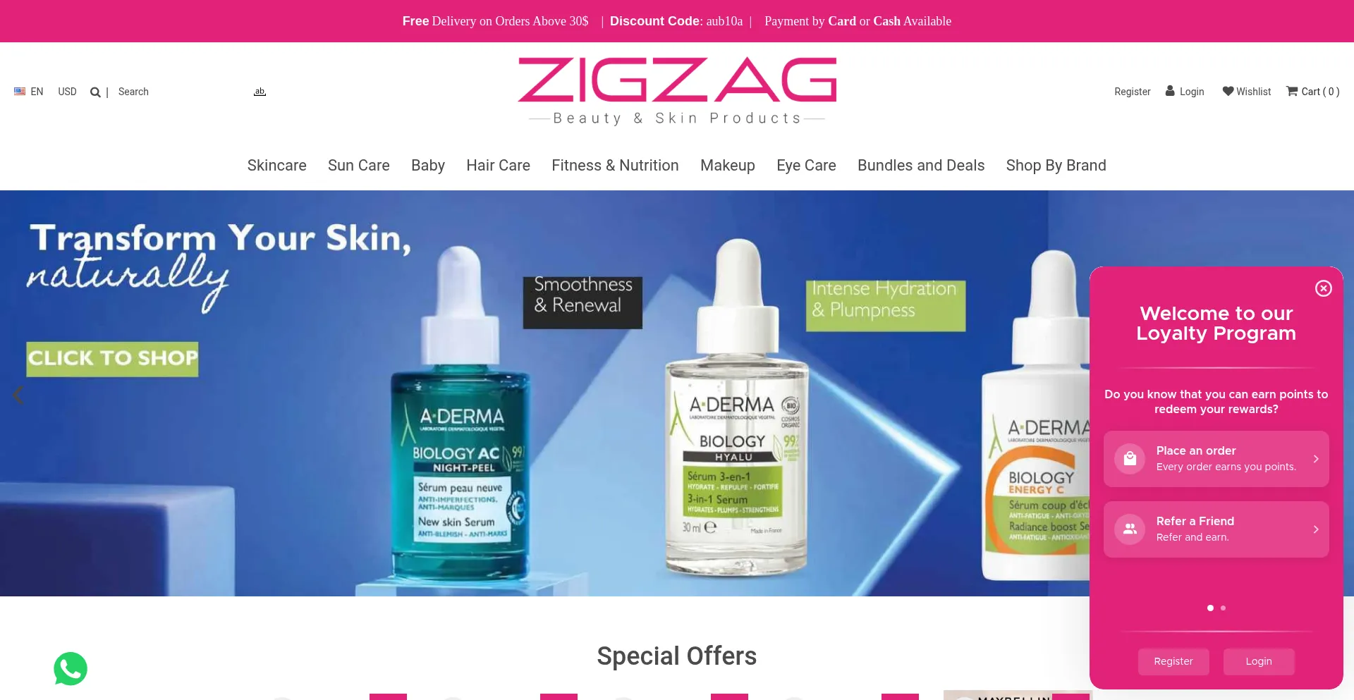 Website screenshot of Zigzagcare.com