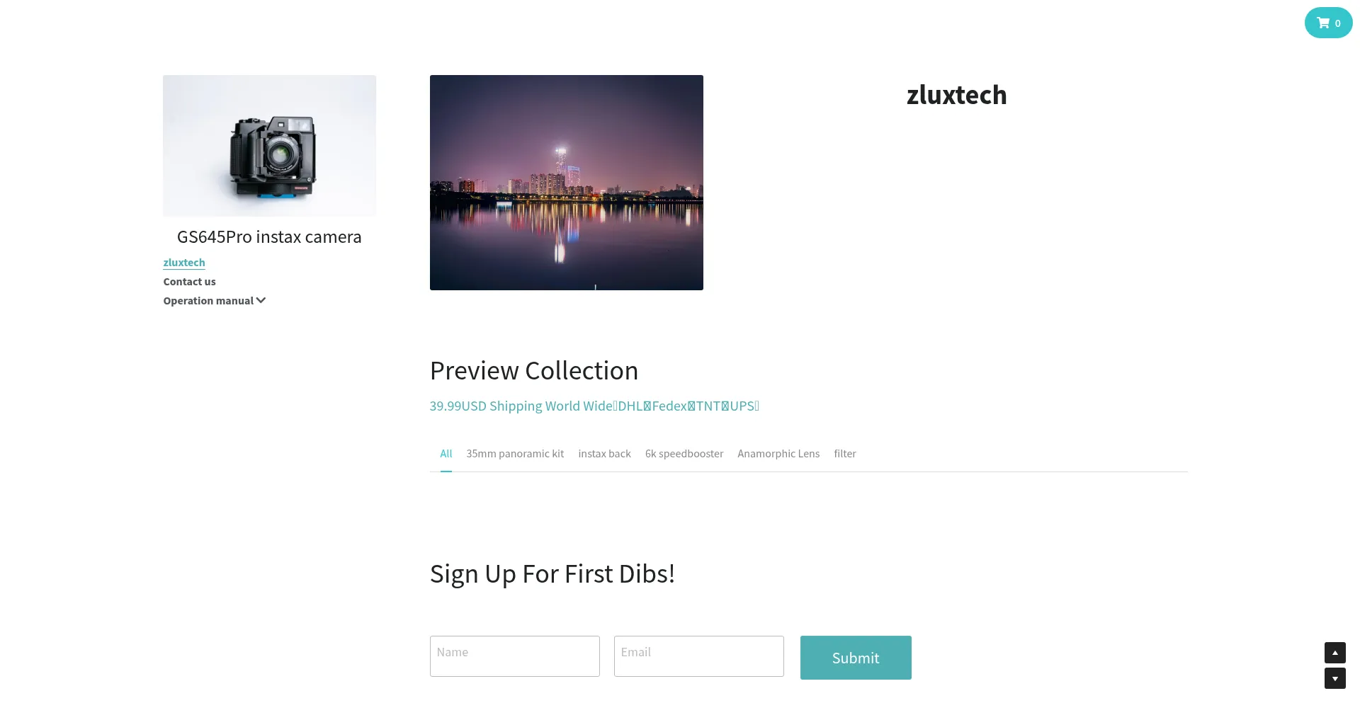 Website screenshot of Zluxtech.com