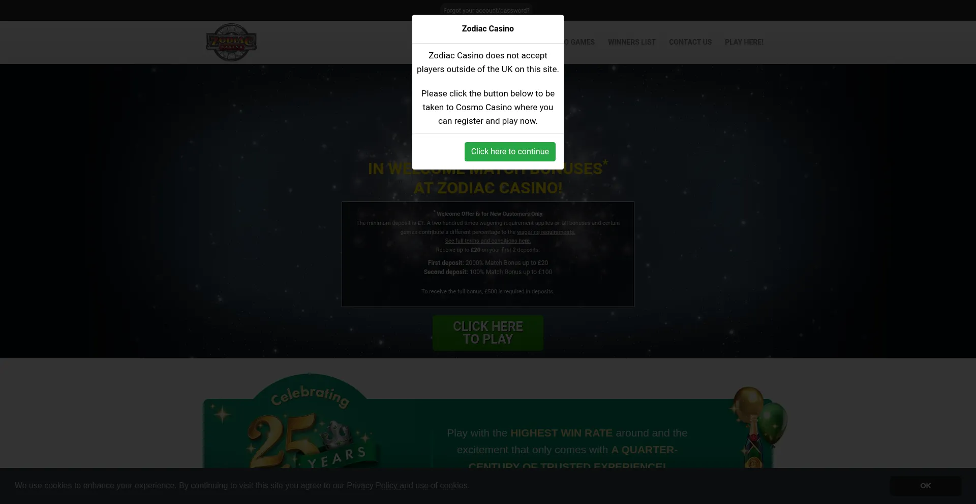 Zodiac-casino.co.uk Screenshot