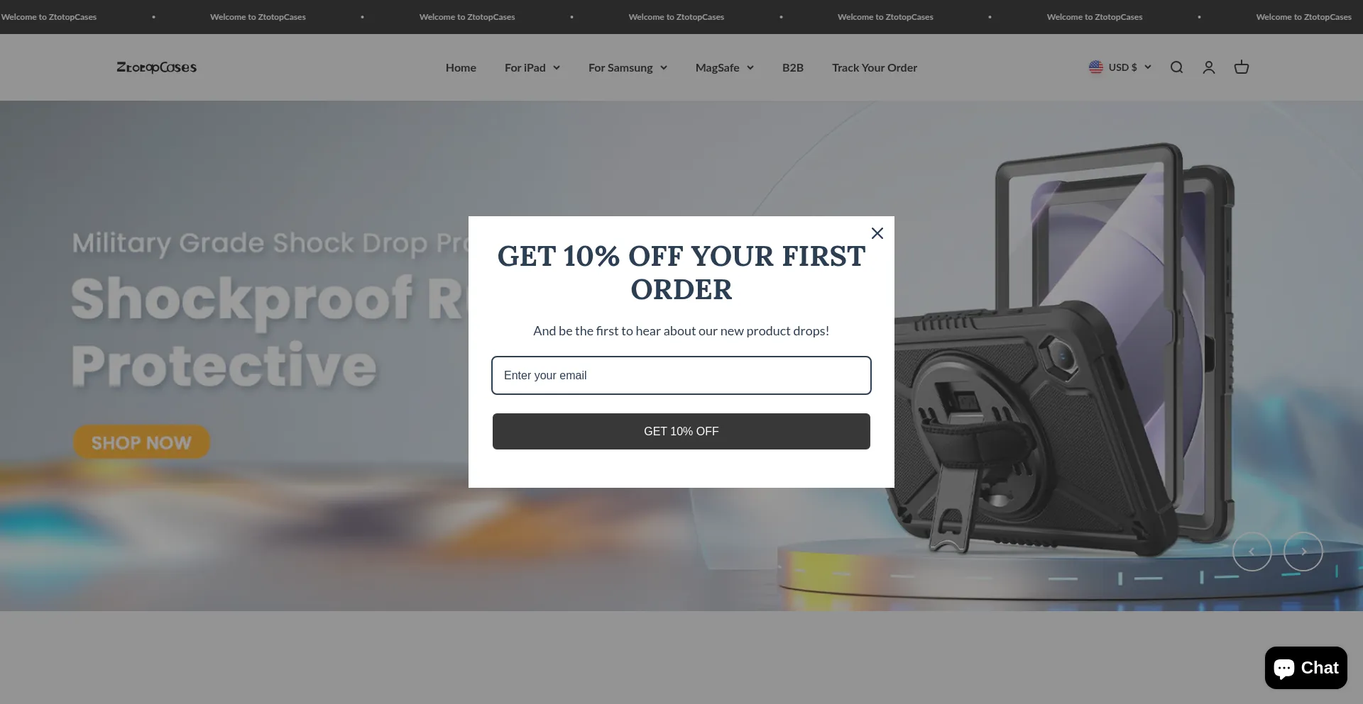 Website screenshot of Ztotopcases.com