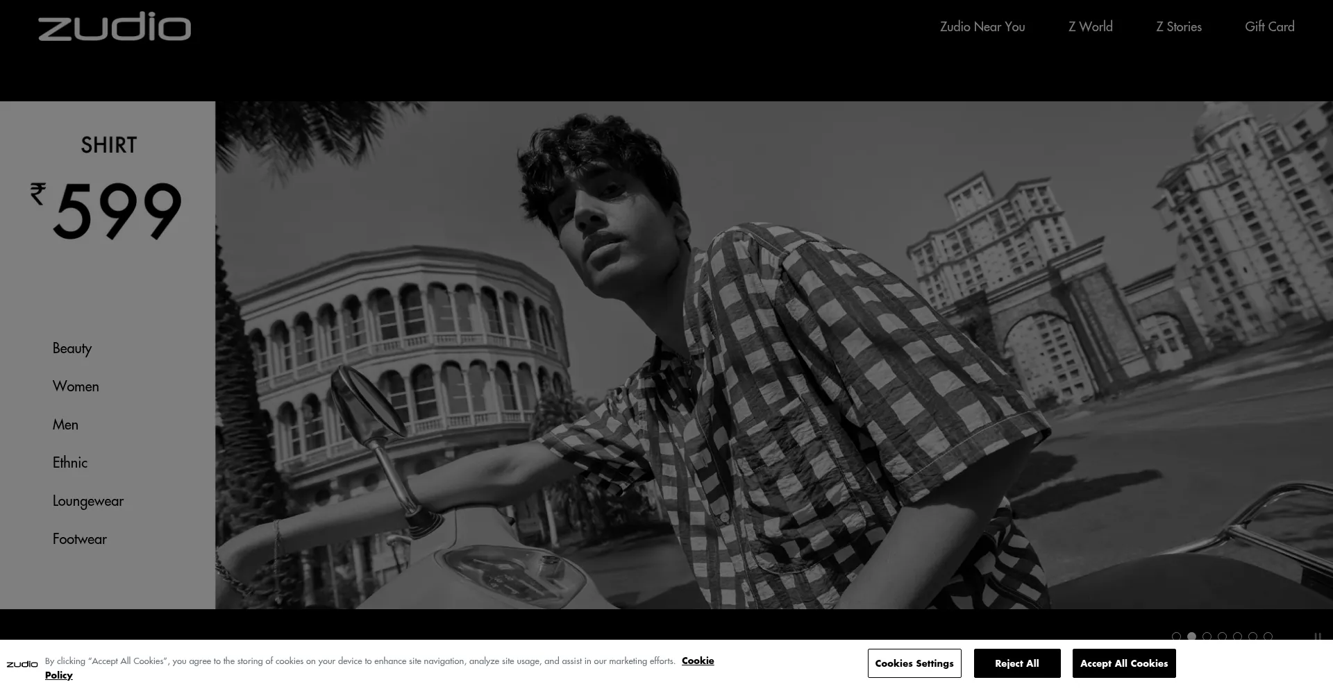 Website screenshot of Zudio.com