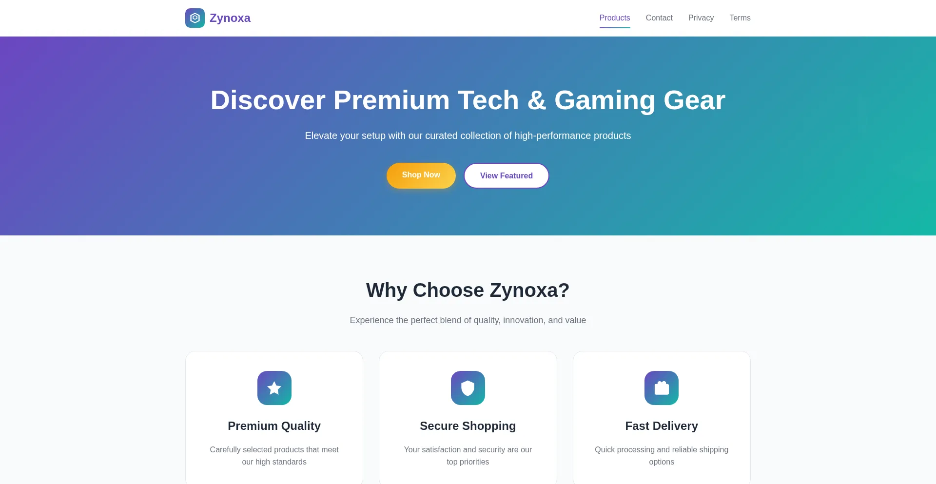 Website screenshot of Zynoxa.site