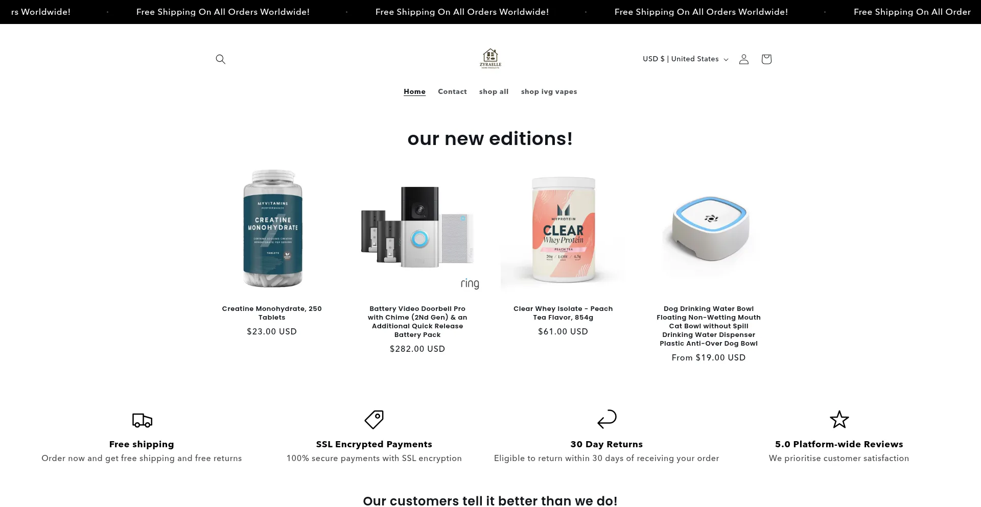 Website screenshot of Zyraelle.store