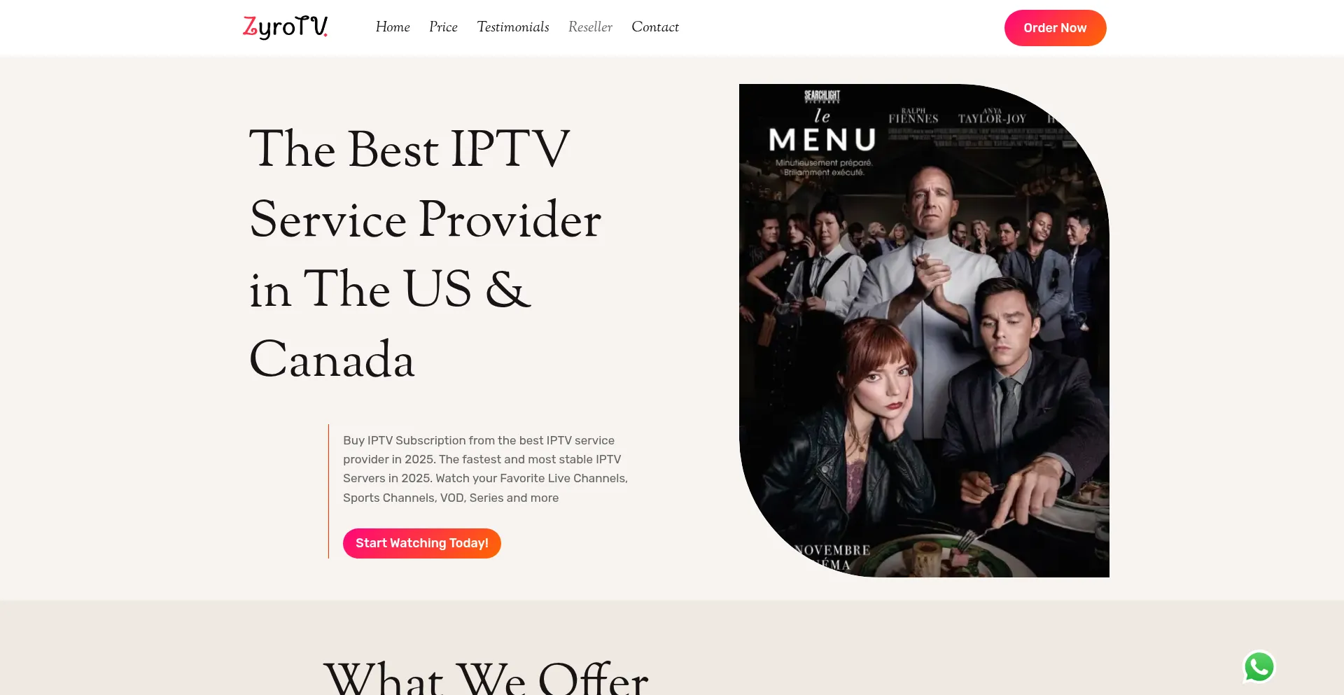 Website screenshot of Zyrotv.com